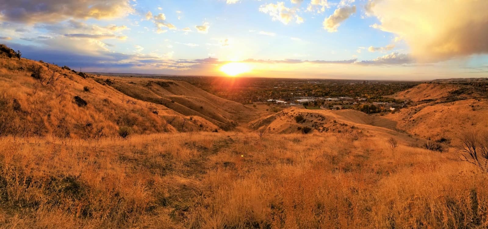 Treasure Valley foothills at sunset overlooking the Boise valley